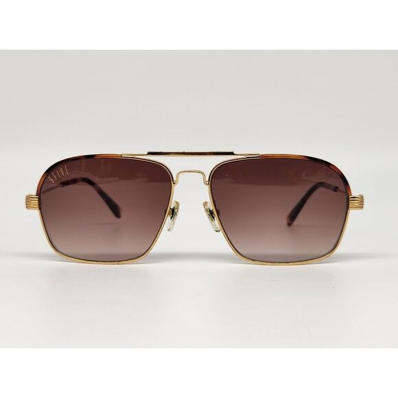 9FIVE Gold Tone Frame Tortoise Shell Unisex Sunglasses Full Rim Acetate - Picture 1 of 15